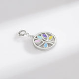 925 Silver Rainbow Enamel Pendant DIY Bracelet Necklace Luck Tree Charms