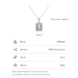 925 Silver Rectangle Zirconia Pendant Necklace Sparkling Charm Jewelry Women