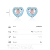 925 Silver Enamel Hearts Ear Studs Rainbow Zirconia Earrings