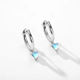 925 Silver Moonstone Heart Hoop Earrings for Women