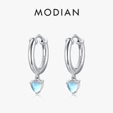 925 Silver Moonstone Heart Hoop Earrings for Women