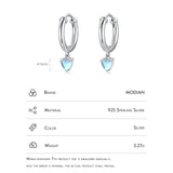 925 Silver Moonstone Heart Hoop Earrings for Women