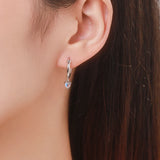 925 Silver Moonstone Heart Hoop Earrings for Women