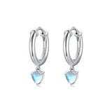 925 Silver Moonstone Heart Hoop Earrings for Women
