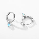 925 Silver Moonstone Heart Hoop Earrings for Women