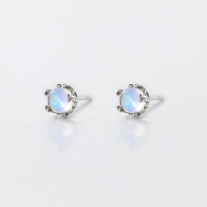 925 Silver Oval Stud Earrings MoonStone Anniversary