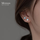 925 Silver Oval Stud Earrings MoonStone Anniversary