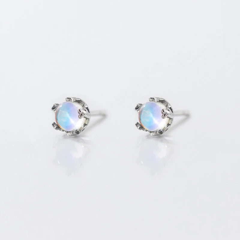 925 Silver Oval Stud Earrings MoonStone Anniversary