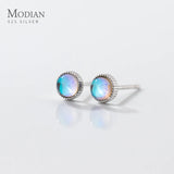 925 Silver Oval Stud Earrings MoonStone Anniversary