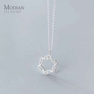 925 Silver Geometric Snowflake Crystal Pendant Necklace for Women