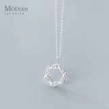 925 Silver Geometric Snowflake Crystal Pendant Necklace for Women