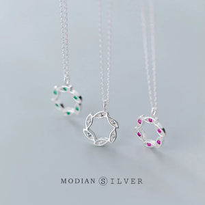 925 Silver Geometric Snowflake Crystal Pendant Necklace for Women