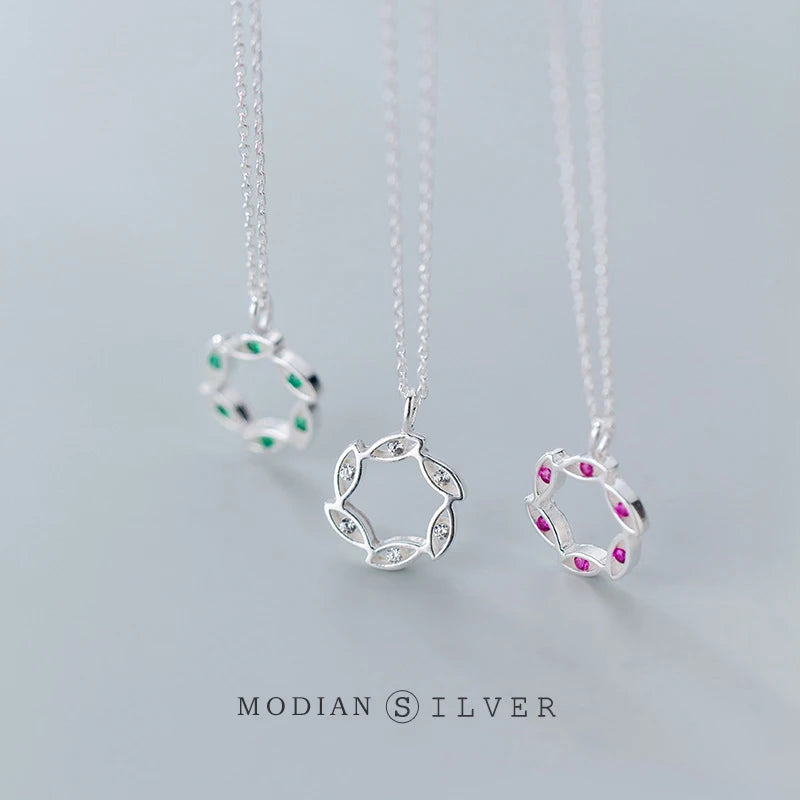 925 Silver Geometric Snowflake Crystal Pendant Necklace for Women