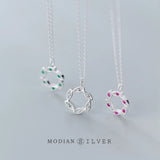 925 Silver Geometric Snowflake Crystal Pendant Necklace for Women