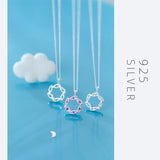 925 Silver Geometric Snowflake Crystal Pendant Necklace for Women