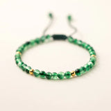 925 Silver Round Green Ctystal Chain Bracelet For Women