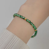 925 Silver Round Green Ctystal Chain Bracelet For Women