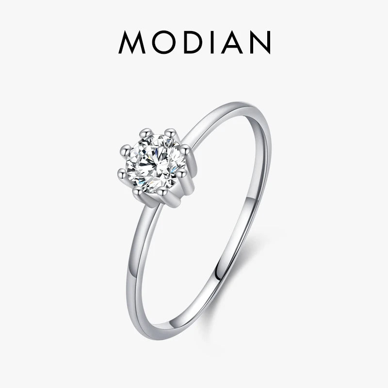 925 Sterling Silver CZ Finger Ring for Women Wedding Gift