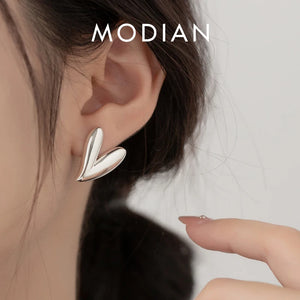 925 Silver Heart Stud Earrings Classic Wedding Jewelry Gift