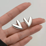 925 Silver Heart Stud Earrings Classic Wedding Jewelry Gift