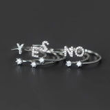 925 Sterling Silver Adjustable Letter Stackable CZ Ring for Women