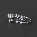 925 Sterling Silver Adjustable Letter Stackable CZ Ring for Women