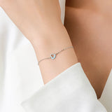 925 Silver Pink Enamel Hearts Link Chain Bracelet for Women