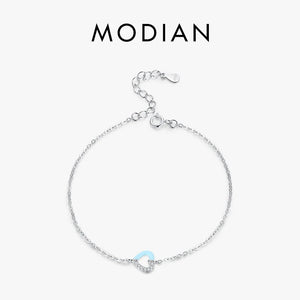 925 Silver Pink Enamel Hearts Link Chain Bracelet for Women