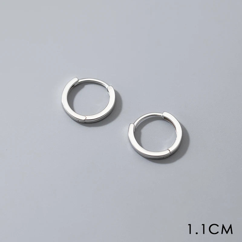 925 Silver Circle Earrings 14K Plated Hoop Jewelry for Women