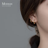 925 Silver Circle Earrings 14K Plated Hoop Jewelry for Women