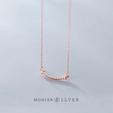 925 Silver Smile CZ Choker Necklace Pendant for Women