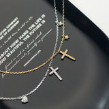 925 Sterling Silver Star Cross Hearts Pendant Necklace for Women