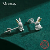 925 Silver Tiny Rabbit Stud Earrings Romantic Ear Studs For Women Girls