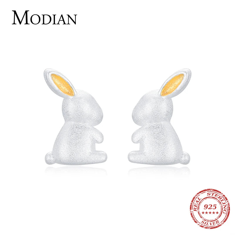 925 Silver Tiny Rabbit Stud Earrings Romantic Ear Studs For Women Girls