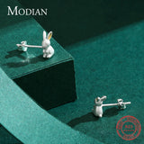 925 Silver Tiny Rabbit Stud Earrings Romantic Ear Studs For Women Girls