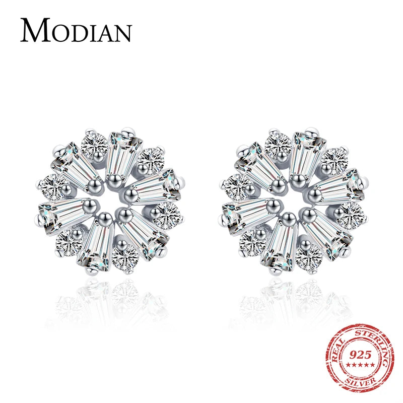 925 Silver Trapezoid CZ Stud Earrings Wedding Jewelry