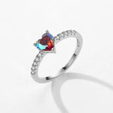 925 Silver Colorful Zirconia Heart Ring Women Wedding Jewelry