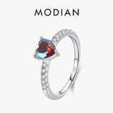 925 Silver Colorful Zirconia Heart Ring Women Wedding Jewelry
