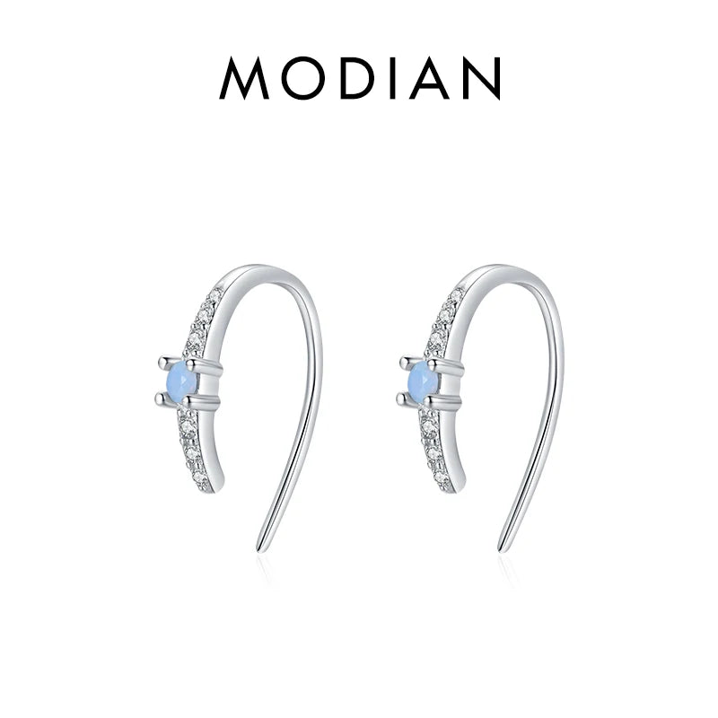 925 Silver U Shape Opal Stud Earrings Rose Jewelry For Women