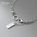 925 Silver Vintage Double Layer Bracelet, Charm Link Chain