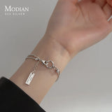 925 Silver Vintage Double Layer Bracelet, Charm Link Chain