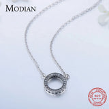 925 Silver Hearts Pendant CZ Circle Necklace Women's Jewelry