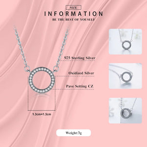 925 Silver Hearts Pendant CZ Circle Necklace Women's Jewelry