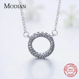 925 Silver Hearts Pendant CZ Circle Necklace Women's Jewelry