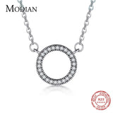 925 Silver Hearts Pendant CZ Circle Necklace Women's Jewelry