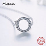 925 Silver Hearts Pendant CZ Circle Necklace Women's Jewelry