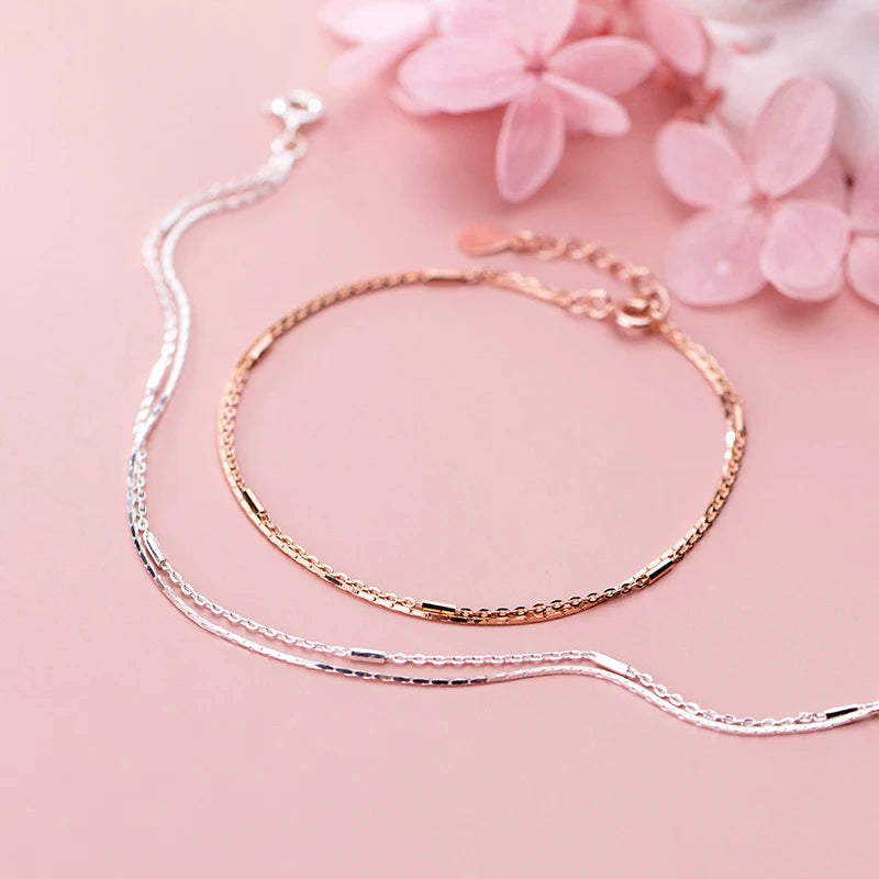 925 Silver Rose Chain Bracelet for Women