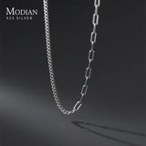 925 Sterling Silver Asymmetry Chain Necklace for Women Girls