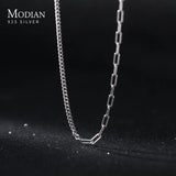 925 Sterling Silver Asymmetry Chain Necklace for Women Girls