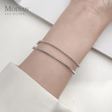 925 Silver Asymmetry Snake Chain Beads Bracelet Splicing Fine Jewelry